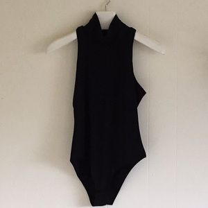 Black Mock Neck Sleeveless Bodysuit